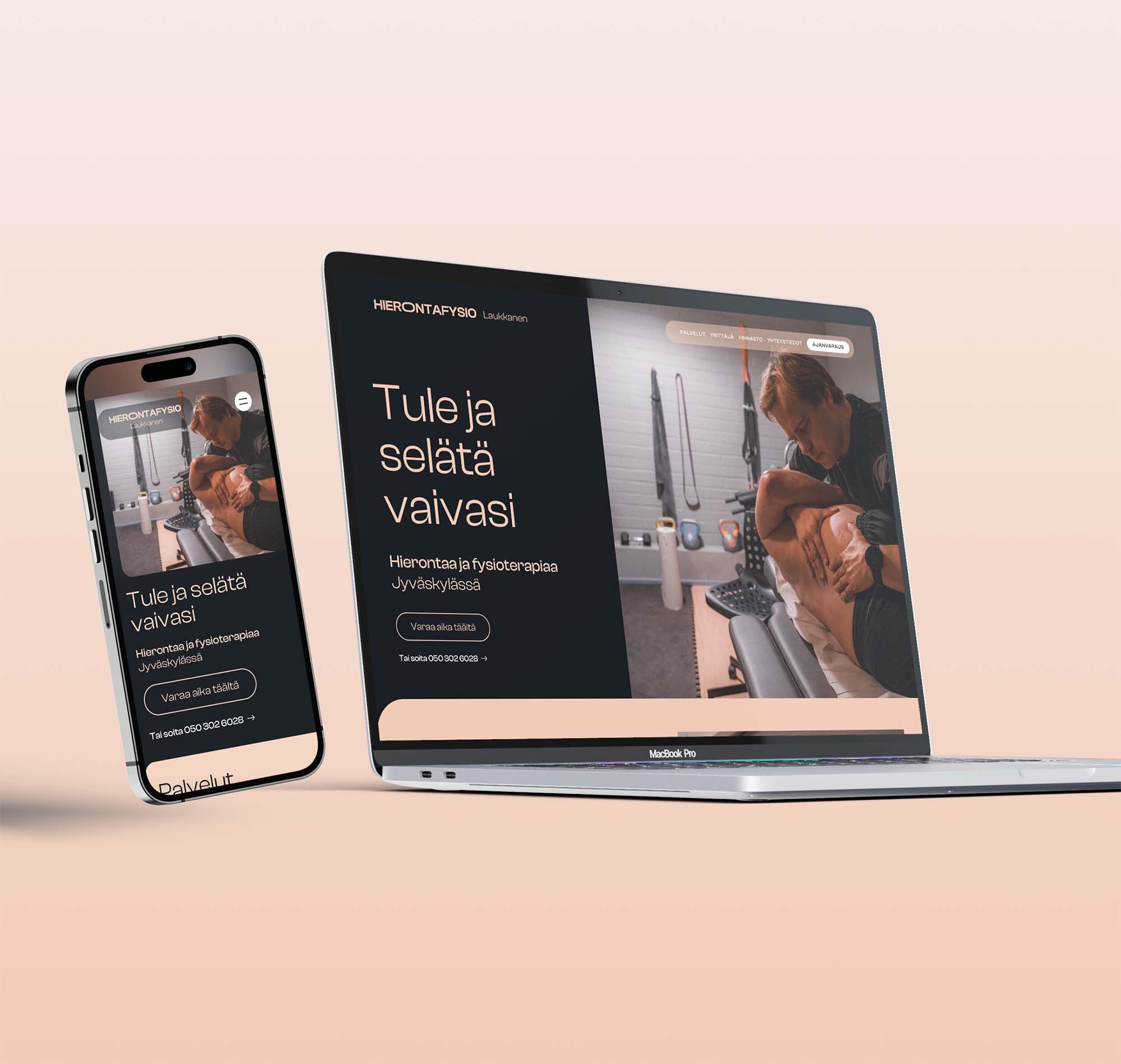 Hierontafysio Laukkasen sivuston mock-up.